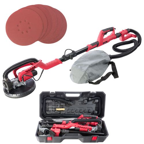 AREBOS Ponceuse Girafe | Ponceuse à bras | 750 watt | Ø 225 mm | régulation de vitesse | système d?aspiration intégré | tête pivotante | 6 disques abrasifs | boîte inclus