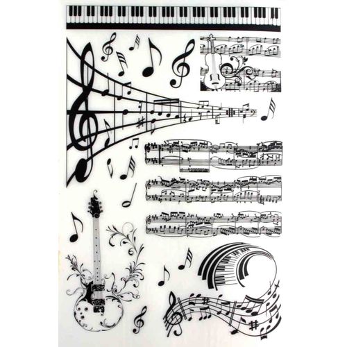 Décalcomanie Enfant Transfert À Sec Musique 15x23 Cm 2 Feuilles - Megacrea Diy