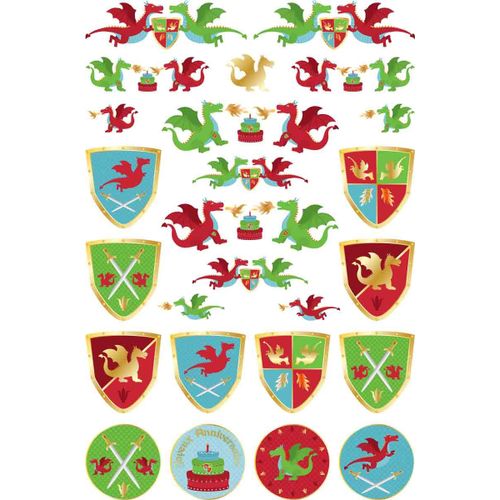 Décalcomanie Enfant Transfert À Sec Chevaliers 15x23 Cm 2 Feuilles