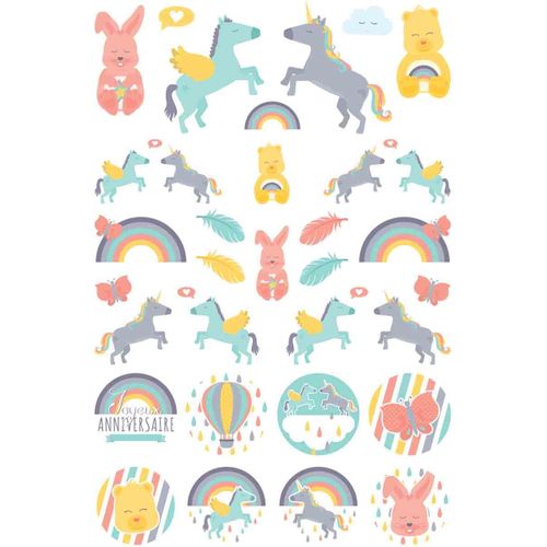 D?Calcomanie Enfant Transfert ? Sec Licorne 15x23 Cm 2 Feuilles - Megacrea Diy