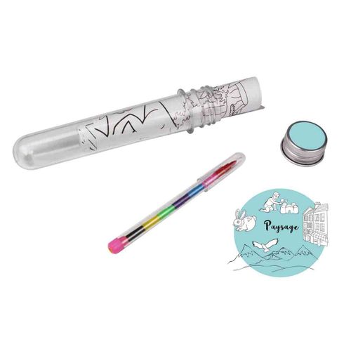 Kit 4 Coloriages Enfant Avec Crayon 30x11,5 Cm Paysage