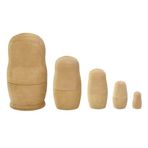 Matriochka En Bois 5 Poupées Russes À Décorer 2,5 À 11 Cm