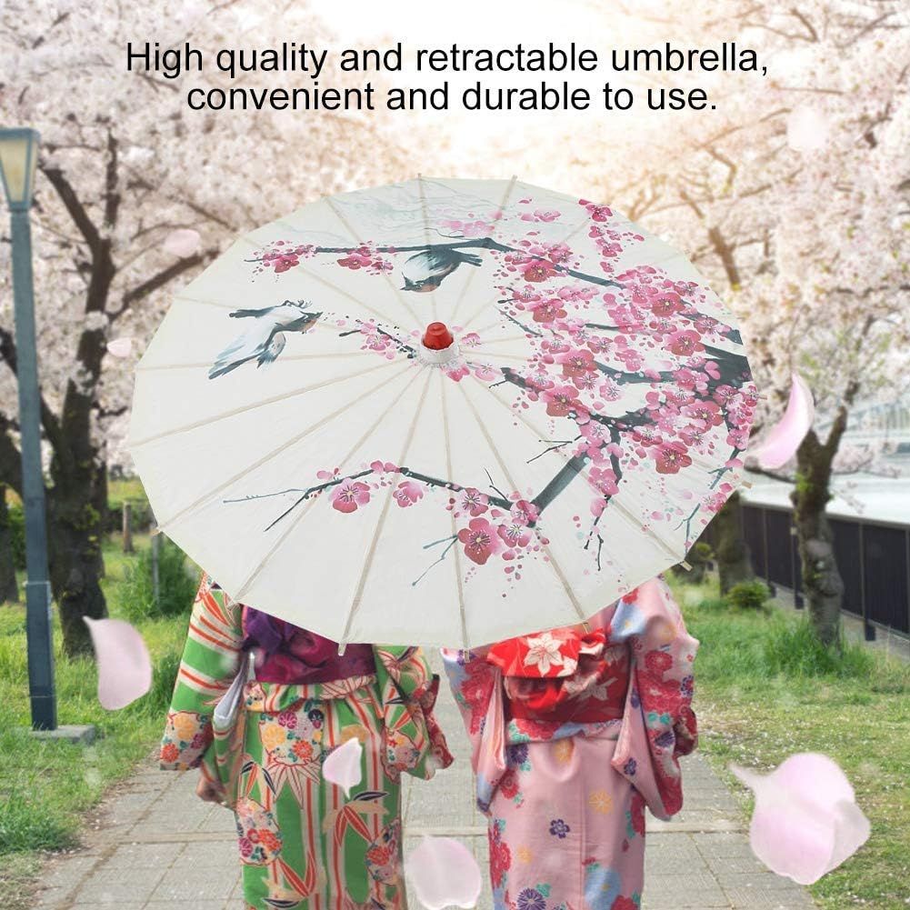 Parapluie en Papier Huilé, Parapluie en Papier Peinture à la Main Classique, Ombrelle Chinois Ombrelle Japonaise Motif Fleurs de Prunier pour Les Fêtes de Mariage Accessoires de Danse Classique