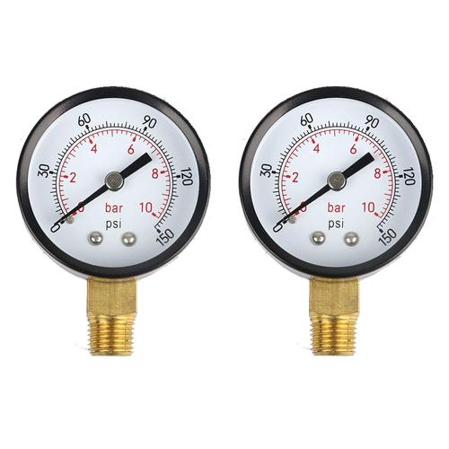 Lot de 2 manomètres Y50 0-10 bar ou 0 à 150 psi Raccordement latéral Filetage 1/4" Diamètre 40 mm Manomètre de pression Jauge de pression de liquide et de gaz