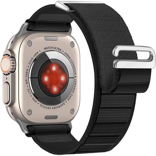 Bracelet En Alpine Loop Compatible Avec Apple Watch Ultra 2 49/45/44/42mm, Bracelet De Remplacement Compatible Avec Iwatch Series 9/8/7/6/5/4/3/2/1/Se (49/45/44/42mm, Noir)