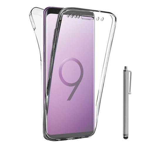 Coque Avant Et Arrière Silicone Pour Samsung Galaxy S9 5.8" 360° Protection Intégrale - Transparent + Stylet