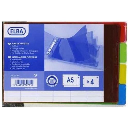 Elba Lot De 5 Intercalaires Pvc Translucide 4 Positions A5 210 X148mm A L'italienne