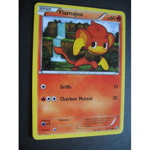 Cartte Pokemon - Flamajou - 21/114 - Noir Et Blanc - 2011 - C