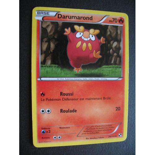 Carte Pokemon - Darumarond - 24/114 - Noir Et Blanc - 2011 - C