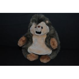 Peluche Doudou Hérisson Marionnette Marron Beige Grisecru