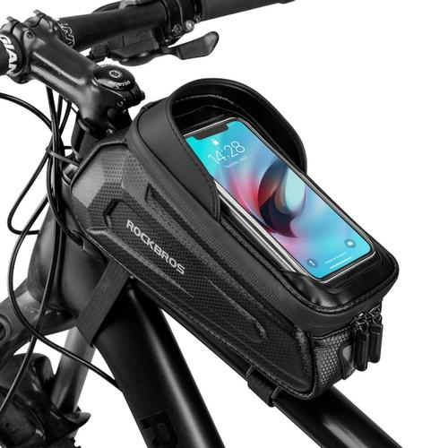 Rockbros Sacoche De Cadre Pour Smartphone Sous 6,8 Pouces, Support De Téléphone Bicyclette, Sacoche Vtt Vélo Imperméable Écran Tactile