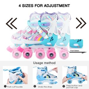 Rollers Enfants Réglables - Patins à Roulettes Avec Roues En PVC Non Clignotantes - Taille Ajustable S27-31 Ou M32-37 - Pour Intérieur Et Extérieur