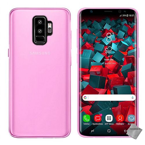 Housse Etui Coque Pochette Silicone Gel Fine Pour Samsung Galaxy S9 Plus + Verre Trempe - Rose