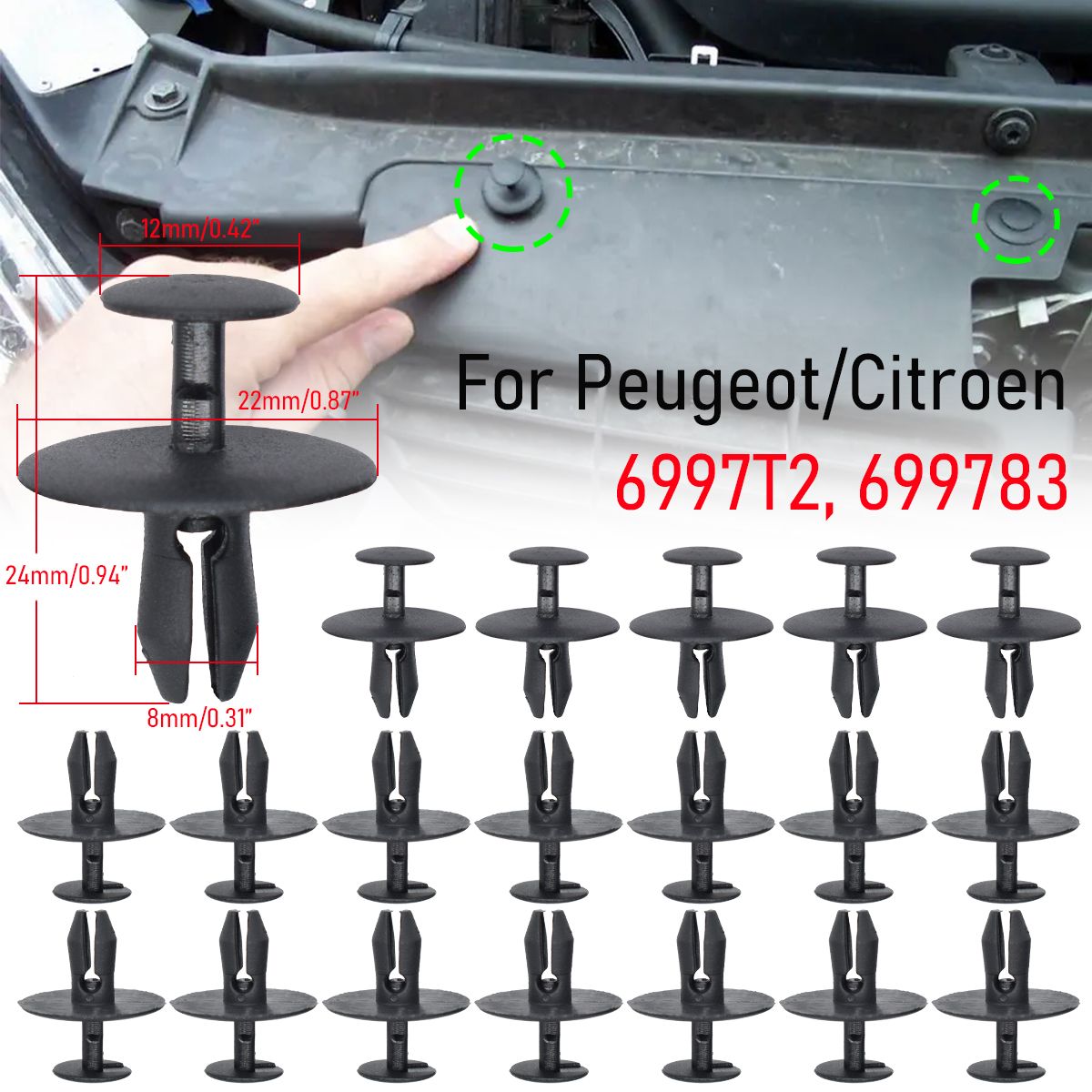 10 Pices - Clips De Pare-Chocs De Voiture Pour Capot Et Gar...
