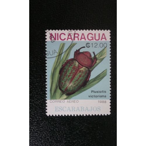 Timbre Nicaragua ( Yt Pa 1258 ) 1988 Scarabée (Plusiotis Victoriana)
