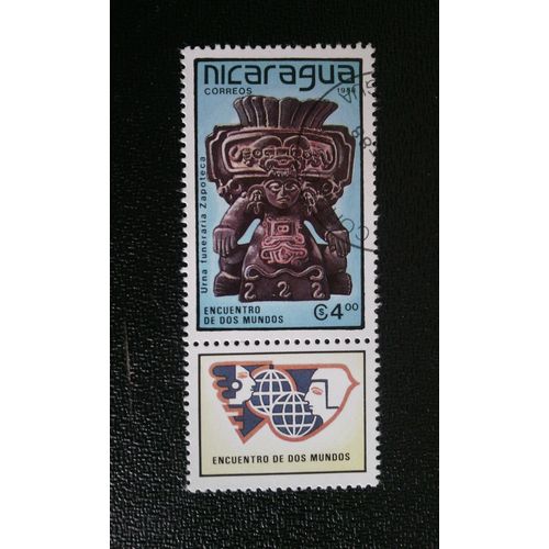 Timbre Nicaragua ( Yt 1511 ) 1988 Zapotec Urne Funéraire