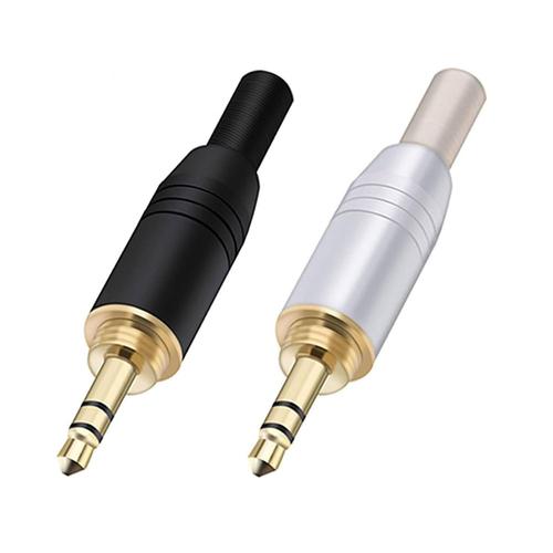 Connecteur de fil à souder Jack 3.5mm, 3 pôles, prise mâle stéréo, avec Tube en aluminium à ressort, connecteur stéréo 3.5mm à visser, 10 pièces/lot (Color : 5 Black 5 Silver)