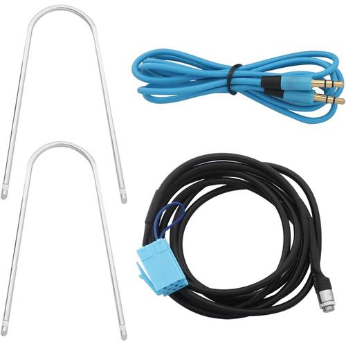 2pcs Câbles d'entrée Auxiliaire pour Autoradio 3,5mm Femelle et Câble Jack Mâle avec 2 Kits de Retrait Compatible avec Delphi Compatible avec Bosch Auto Fiat 500