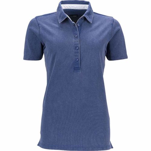 Polo Femme Manches Courtes Col Imprim? - Jn711 - Bleu Marine