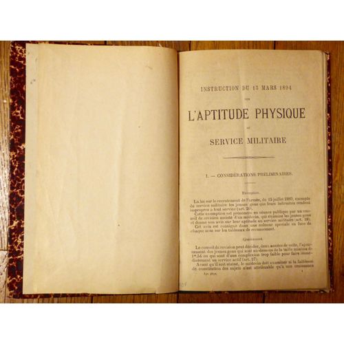 Instruction Du 13 Mars 1894 Sur L'aptitude Physique Au Service Militaire