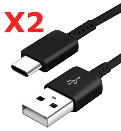 X2 Cable USB- Type C Chargeur Noir pour Samsung Galaxy A8 / S9 / S9Plus Noir X2 Couleur :