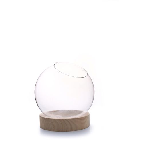 Vase Globe Avec Socle En Bois Ø13cm