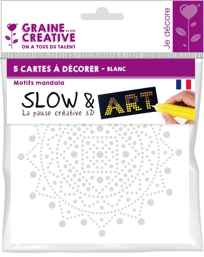 Cartes À Décorer Slow Et Art Mandala Blanc