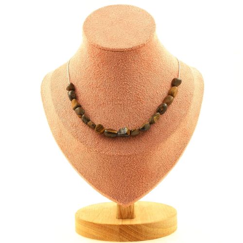 Collier 15 Perles Opale Boulder D'australie. Chaine En Acier Collier Femmes, Hommes. Taille Personnalisable.
