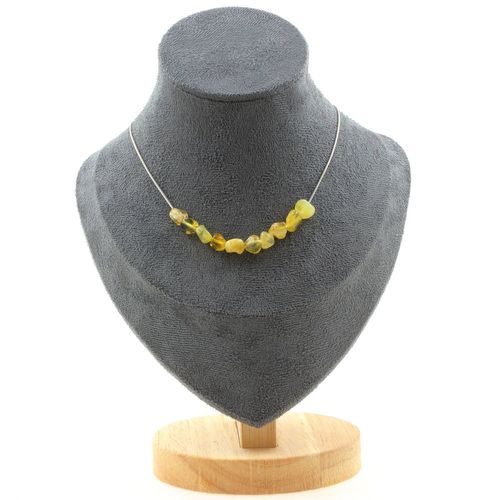 Collier 10 Perles Opale Jaune D'australie. Chaine En Acier Inoxydable Collier Femmes, Hommes. Taille Personnalisable.