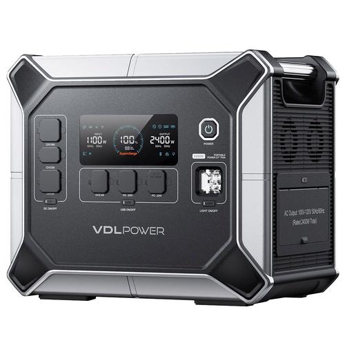 VDL POWER HS2400 Centrale électrique portable , batterie LiFePO4 2048 Wh 2400 W, 6 ports CA, puissance de pointe de 4800