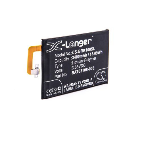 Vhbw Batterie Compatible Avec Blackberry Bbb100-1, Bbb100-1 Td-Lte, Bbb100-2 Smartphone (3400mah, 3,85v, Li-Polymère)