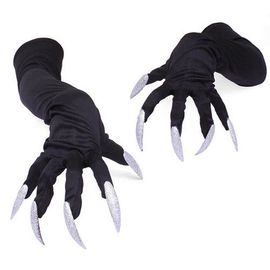 Gants De Costume D'Halloween | Gants Noirs Longs Avec Griffes à Ongles | Accessoires De Déguisement En Tissu Extensible Pour Carnaval, Fêtes D' Halloween, Pièces Scolaires, Spectacles De Scène, Noir