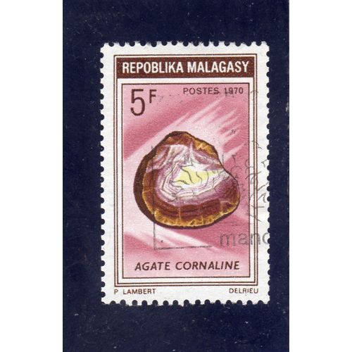 Timbre-Poste De Madagascar (Agate Cornaline)