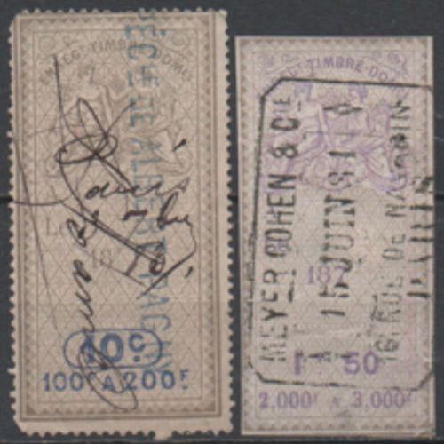 France: Lot De 2 Timbres Fiscaux D'enregistrement Domaines De 10c Et 1,50f.