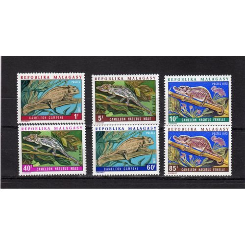 Timbres-Poste De Madagascar (Caméléons)