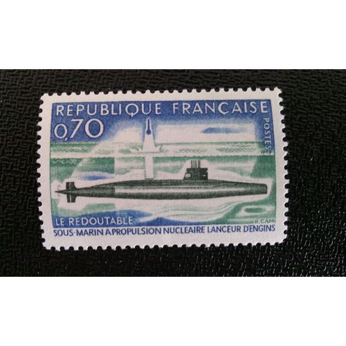 Timbre France ( Yt 1615 ) 1969 Le Missile Balistique Nucléaire Sous-Marin Redoutable Submarine