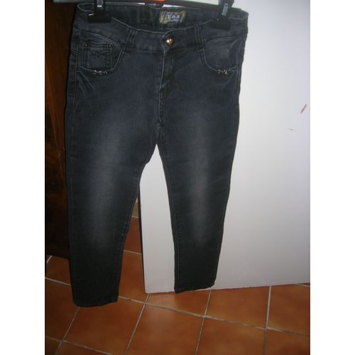 Jean E &amp S Élasthanne,Taille Ajustable Coton Et Polyester 11/12 Ans Gris