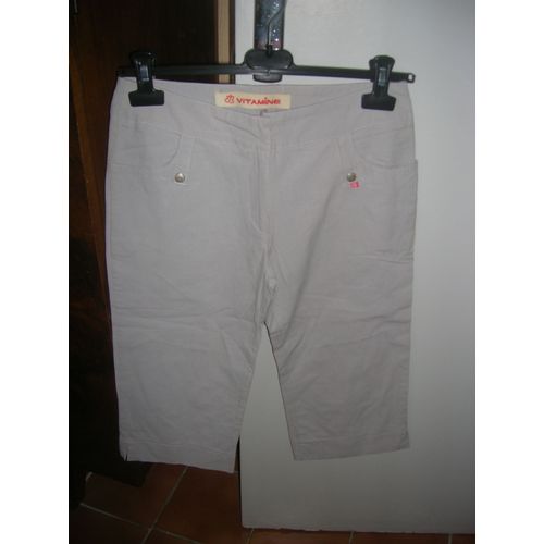 Bermuda Vitamine Coton 16 Ans Gris Taille À Plat 36 Cm.