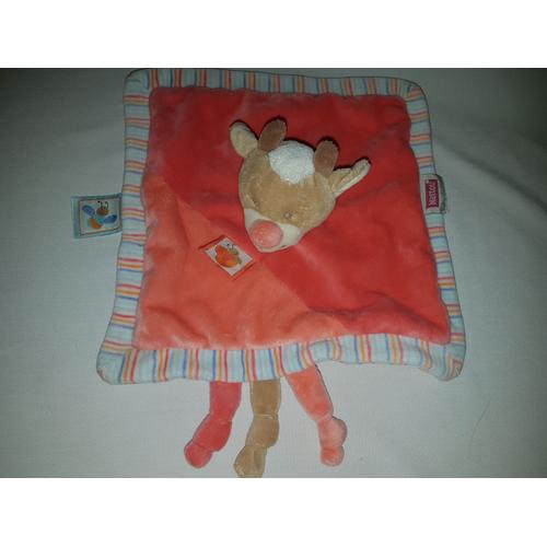 Doudou Plat Chèvre Nattou Orange Blanc Bleu Rayé Bebe Naissance Peluche Éveil Enfant Blanket Comforter Soft Toys