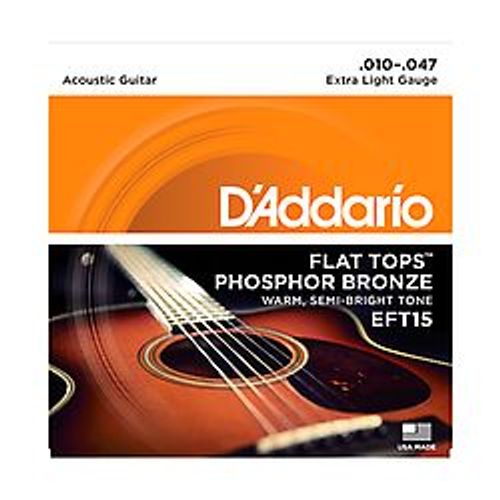 Jeu De Cordes Acoustiques Flat Top Phosphor Bronze D'addario Extra Light Eft15 10-47