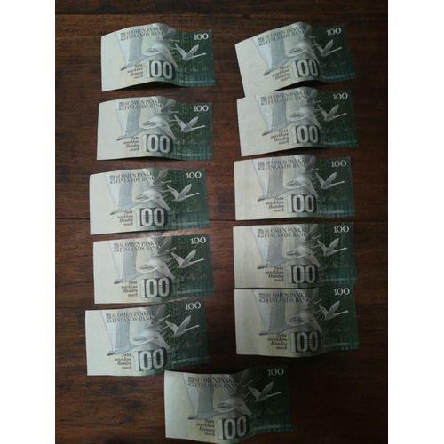 Lot De 11 Billets De 100 Markka Finlandais