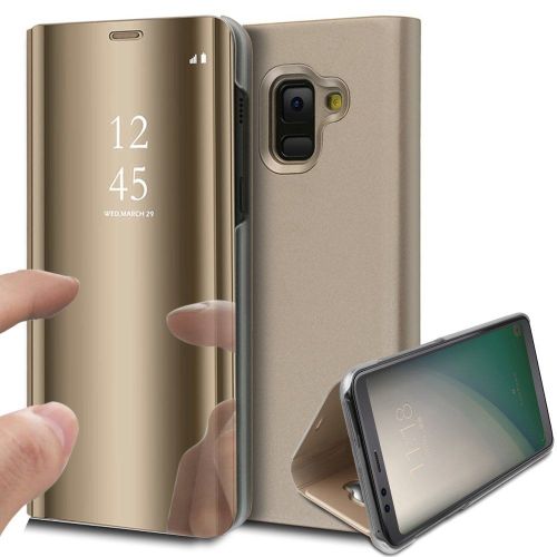 Coque Etui Housse Galaxy A8 2018 Clear View Etui À Rabat Cover Flip Case Miroir Samsung Or