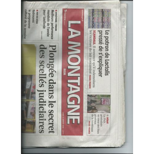 Journal La Montagne Du 15/01/2018, Article Photo Christophe Pie, Noa, 2018