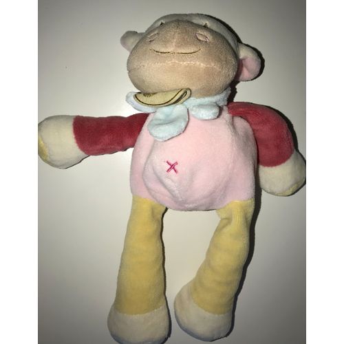 Doudou Vache Jaune Rose Fuchsia Bleu Baby Nat Grelot Hochet Peluche Animal Ferme Babynat Girafe