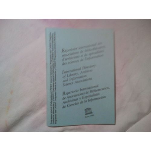 Répertoire International Des Associations De Bibliothécaires D'Archivistes Et De Spécialistes Des Sciences De L'Information