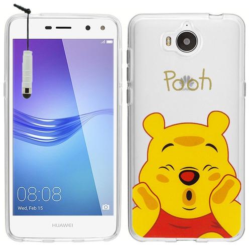 Coque Silicone Pour Huawei Y6 (2017) 5.0" Ultra-Fine Dessin Animé Jolie - Winnie The Pooh + Mini Stylet