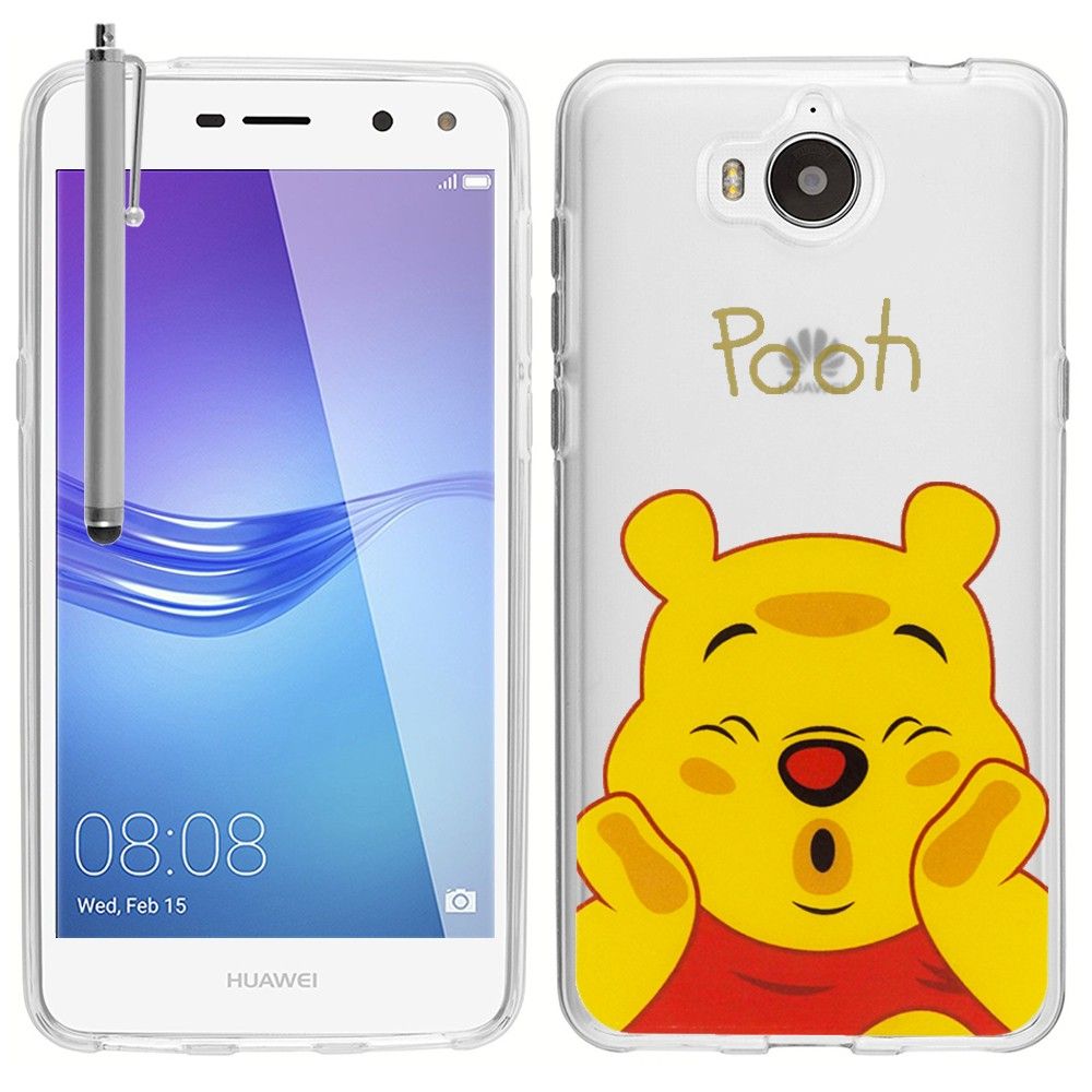 Coque Silicone Pour Huawei Y6 (2017) 5.0" Ultra-Fine Dessin Animé Jolie - Winnie The Pooh + Stylet