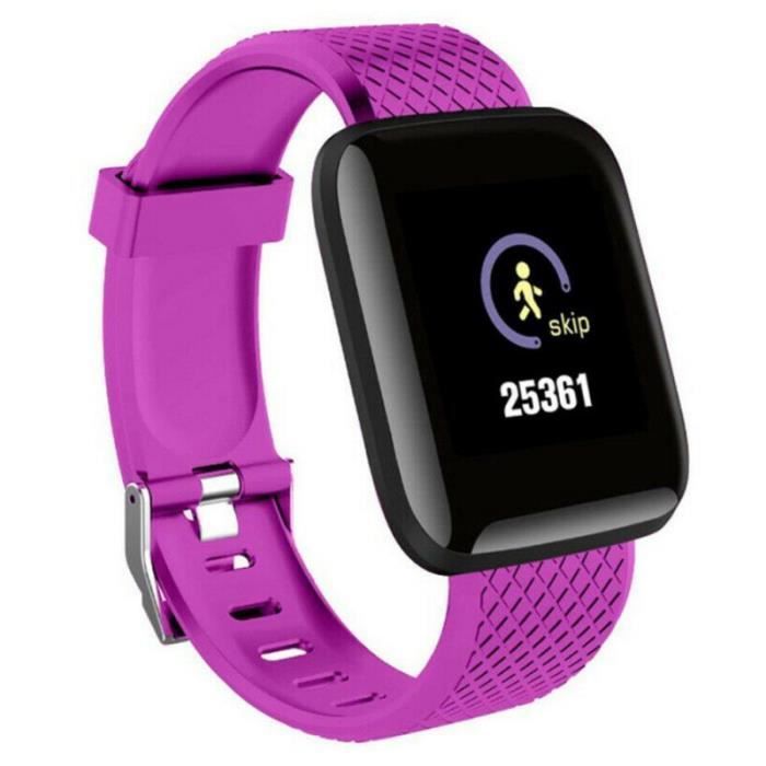 116plus Smart Watch Moniteur De Frquence Cardiaque Ip67 Bracelet Intelligent Avec cran De 1,3 Pouces - Violet