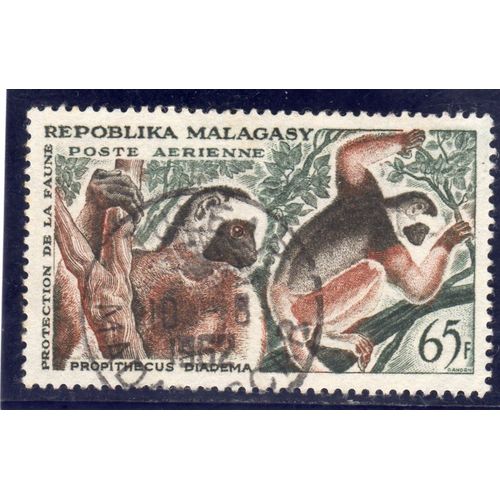 Timbre De Poste Aérienne De Madagascar (Lémuriens)