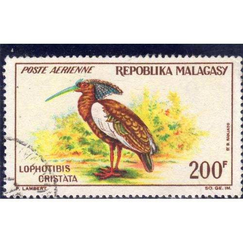 Timbre De Poste Aérienne De Madagascar (Oiseau, Jhis Huppé)